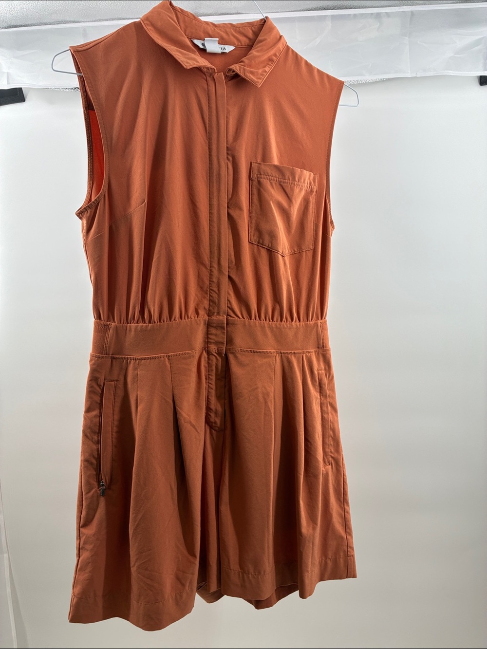 Athleta Rust Orange Sleeveless Zip-Front Romper
